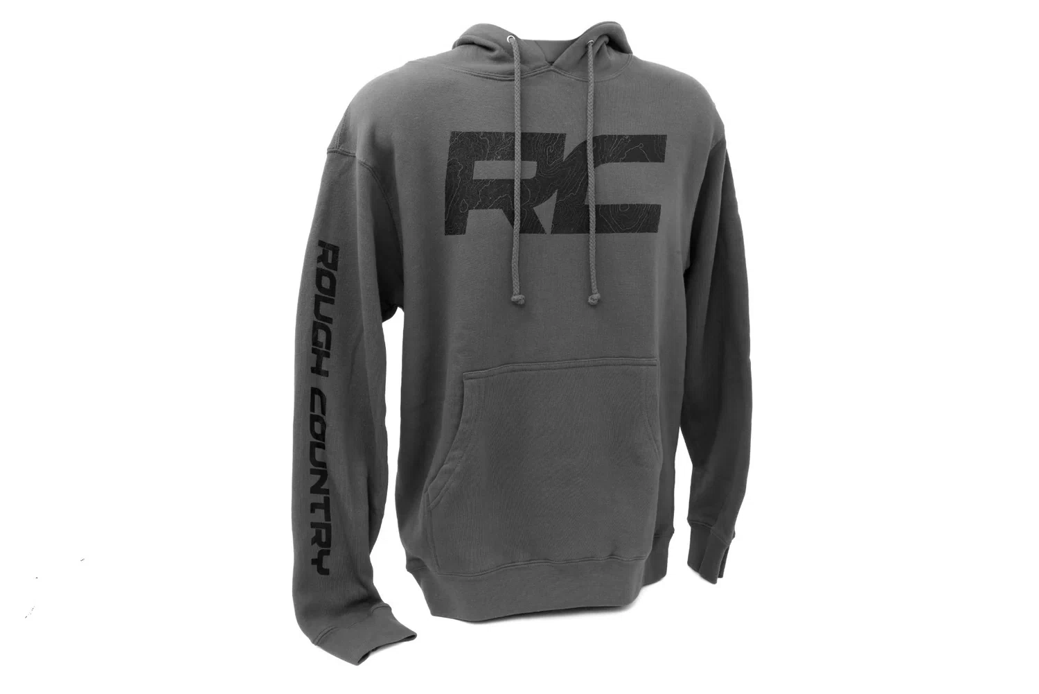 Rough Country Hoodie - RC Topographical Sleeve - Charcoal - MD - 94094MD